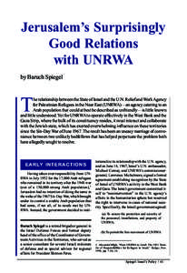 Jerusalem’s Surprisingly Good Relations with UNRWA by Baruch Spiegel  T