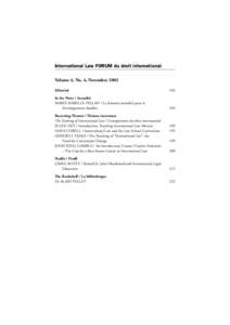 181  International Law FORUM du droit international Volume 4, No. 4, November 2002 Editorial