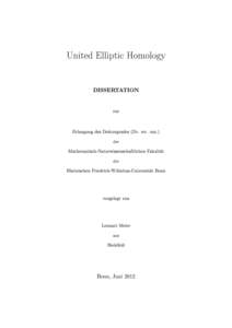 United Elliptic Homology DISSERTATION zur Erlangung des Doktorgrades (Dr. rer. nat.) der