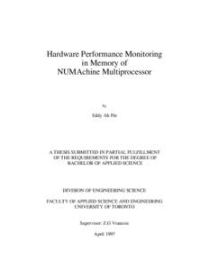 Hardware Performance Monitoring in Memory of NUMAchine Multiprocessor by