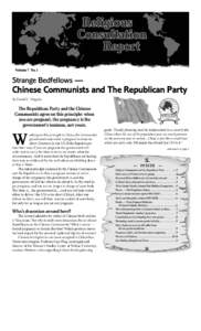News & Views from The Religious Consultation on Population, Reproductive Health, and Ethics Volume 7 No. 1 Strange Bedfellows —  Chinese Communists and The Republican Party
