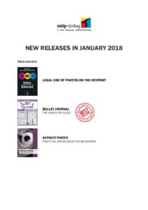 NEW RELEASES IN JANUARY 2018 Short overview LEGAL USE OF PHOTOS ON THE INTERNET  BULLET JOURNAL