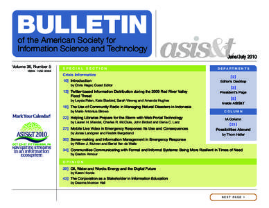BULLETIN of the American Society for Information Science and Technology June/July 2010 Volume 36, Number 5