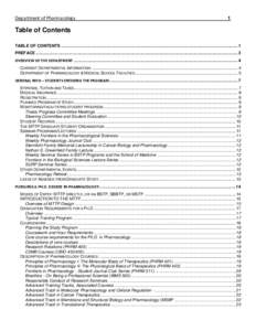 Department of Pharmacology  1 Table of Contents TABLE OF CONTENTS ......................................................................................................................................................... 