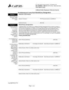 Pre-Retirement Lump Sum Beneficiary Designation Form (Active only)