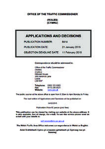 APPLICATIONS AND DECISIONS 21 January 2015