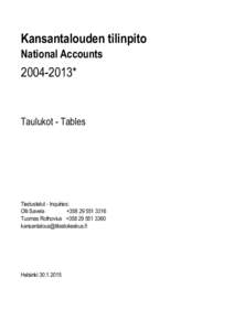 Kansantalouden tilinpito National Accounts*  Taulukot - Tables