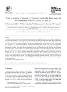 Journal of Atmospheric and Solar-Terrestrial Physics – 1033  www.elsevier.com/locate/jastp Time evolution of cosmic-ray intensity and solar &are index at the maximum phase of cycles 21 and 22