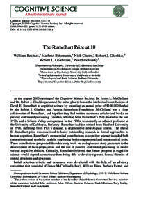 Cognitive Science–715 Copyright  2010 Cognitive Science Society, Inc. All rights reserved. ISSN: printonline DOI: j01116.x  The Rumelhart Prize at 10