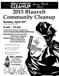 Green Starts Here! 2015 Blauvelt Community Cleanup Sunday, April 26th