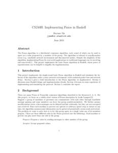 CS240H: Implementing Paxos in Haskell Jiayuan Ma  JuneAbstract