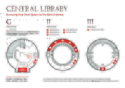 Accessing Your Event Space via the Main Entrance  Ground Floor Second Floor