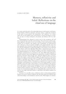 CARLO SEVERI  Memory, reflexivity and belief. Reflections on the ritual use of language