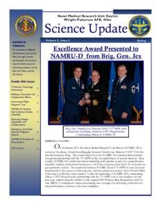 Naval Medical Research Unit Dayton Wright-Patterson AFB, Ohio Science Update Volume 3, Issue 2