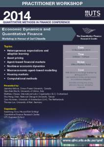 PRACTITIONER WORKSHOP  Economic Dynamics and Quantitative Finance  The Quantitative Finance