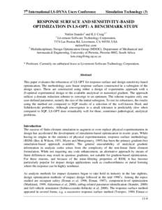 7th International LS-DYNA Users Conference  Simulation Technology (3) RESPONSE SURFACE AND SENSITIVITY-BASED OPTIMIZATION IN LS-OPT: A BENCHMARK STUDY