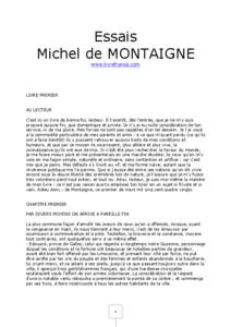 Essais Michel de MONTAIGNE www.livrefrance.com LIVRE PREMIER