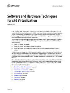 Software and Hardware Techniques for x86 Virtualization