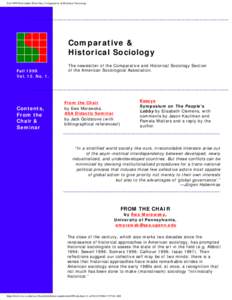 Fall 1999 Newsletter (Part One), Comparative & Historical Sociology