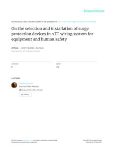 See	discussions,	stats,	and	author	profiles	for	this	publication	at:	https://www.researchgate.net/publicationOn	the	selection	and	installation	of	surge protection	devices	in	a	TT	wiring	system	for equipment	a