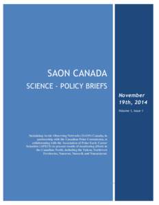 SAON Canada- CPC Sciencepolicy briefs  SAON CANADA SCIENCE - POLICY BRIEFS November 19th, 2014