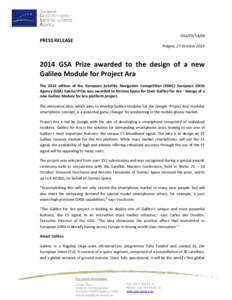GSA/PR[removed]PRESS RELEASE Prague, 27 October 2014