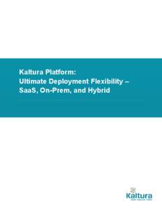 Kaltura Platform: Ultimate Deployment Flexibility – SaaS, On-Prem, and Hybrid One of the main decisions to make when evaluating a video platform for your organization is the deployment method. Should it be cloud-based