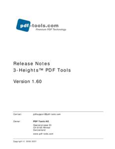 Release Notes 3-Heights™ PDF Tools Version 1.60 Contact:
