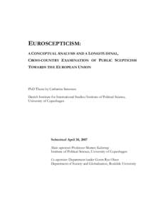 EUROSCEPTICISM: A CONCEPTUAL ANALYSIS AND A LONGITUDINAL, CROSS-COUNTRY EXAMINATION OF PUBLIC SCEPTICISM TOWARDS THE EUROPEAN UNION