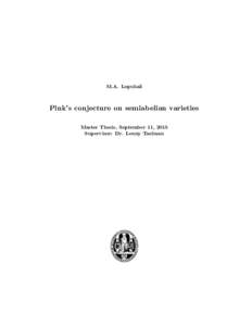 M.A. Lopuhaä  Pink’s conjecture on semiabelian varieties Master Thesis, September 11, 2015 Supervisor: Dr. Lenny Taelman