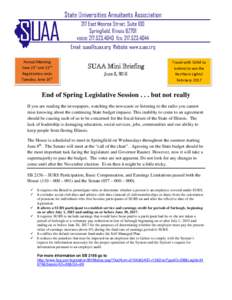 Annual Meeting June 21st and 22nd Registration ends Tuesday, June 14th  SUAA Mini Briefing