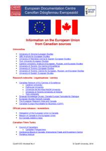 Information on the European Union from Canadian sources Universities   