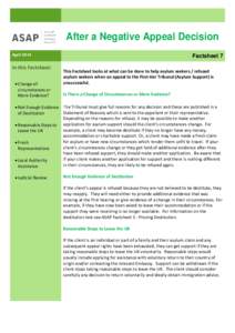 After a Negative Appeal Decision April 2014 In this Factsheet:  Change of circumstances or
