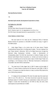 High Court of Madhya Pradesh Case No. WPNarmada Bachao Andolan vs. Narmada Hydro-electric Development Corporation & others Writ Petition No