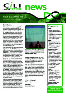 news ISSUE 26 | SPRING 2011 www.ciltcymru.org.uk/english Dear colleagues,