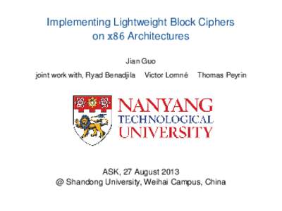 Implementing Lightweight Block Ciphers  on x86 Architectures