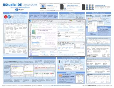 RStudio IDE Cheat Sheet  The RStudio IDE is an Integrated Development Environment in R that comes in three versions learn more at www.rstudio.com