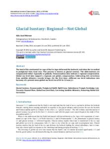 Glacial Isostasy: Regional—Not Global