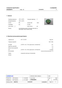 Component specification  Loudspeaker loudspeaker  Index A