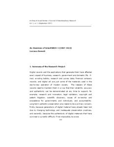Archives & Social Studies: A Journal of Interdisciplinary Research Vol. 1, no. 1 (September[removed]An Overview of InterPARES[removed]Luciana Duranti