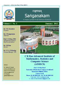 Saṅgaṇakam - A News Letter From C R Rao AIMSCS  Sa¼[km! Saṅgaṇakam A News Letter From CR Rao AIMSCS