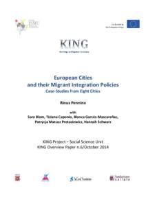 Co-funded by the European Union European Cities and their Migrant Integration Policies Case-Studies from Eight Cities