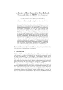 A Review of Tool Support for User-Related Communication in FLOSS Development.
