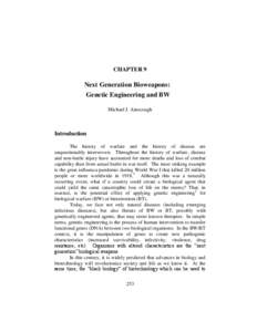 CHAPTER 9  Next Generation Bioweapons: Genetic Engineering and BW Michael J. Ainscough