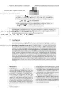 Van Heteren, Homo floresiensis as an island form  PalArch’s Journal of Vertebrate Palaeontology, Homo FlorESiensis as an Island Form A.H. van Heteren*