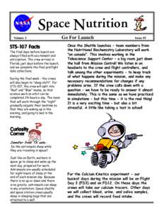 Space Nutrition Volume 2 STS-1 07 FFacts acts
