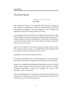 Eula Biss  The Pain Scale 0 ¾¾¾¾¾¾¾®  No Pain