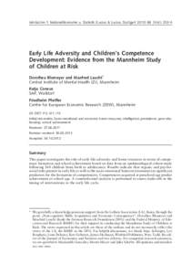 Jahrbu¨cher f. Nationalo¨konomie u. Statistik (Lucius & Lucius, StuttgartBd. (VolEarly Life Adversity and Children’s Competence Development: Evidence from the Mannheim Study of Children at Risk Dorot