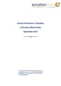 Control Premiums in Valuation A Scrutton Bland Guide September 2013