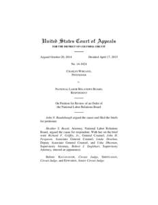 United States Court of Appeals FOR THE DISTRICT OF COLUMBIA CIRCUIT Argued October 20, 2014  Decided April 17, 2015